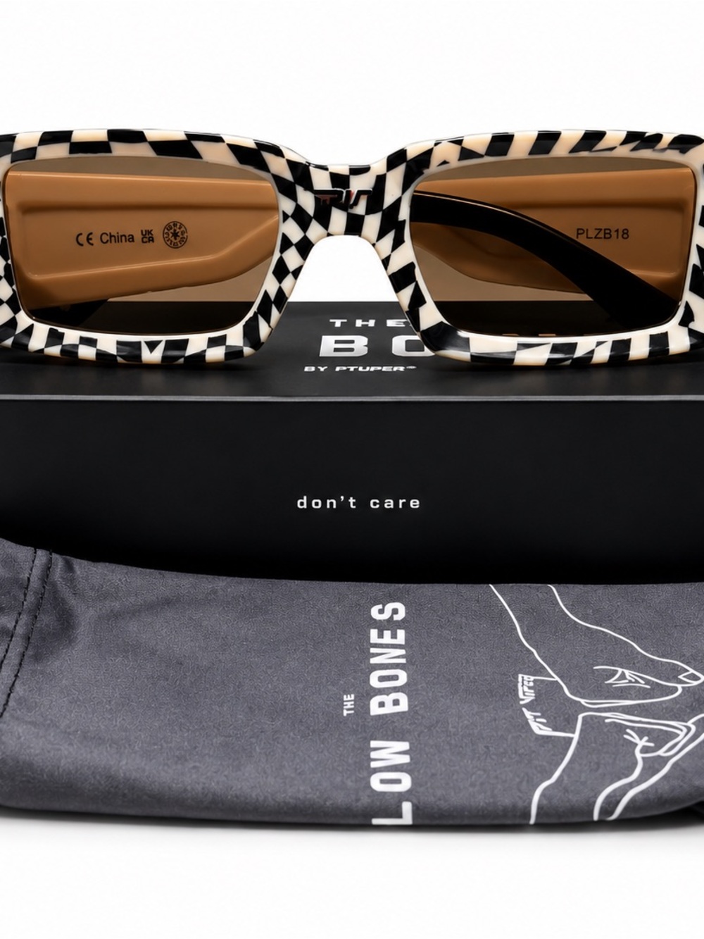 Pit Viper Low Bones PLZB18 Checkered Sunglasses Yellow Lens